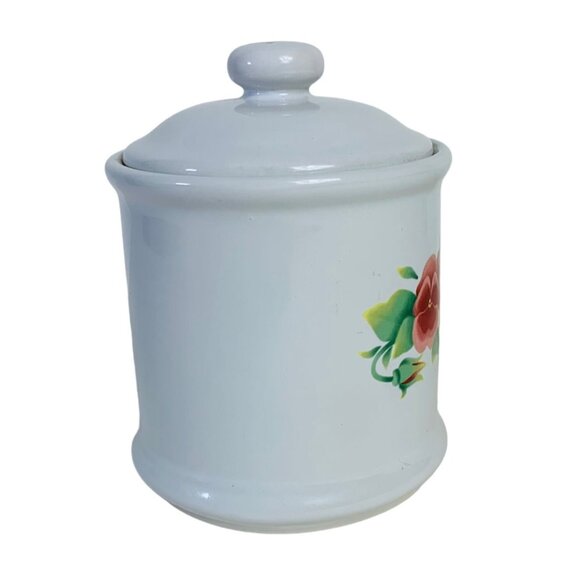 Corning Small Canister Summer Blush Floral Corning Ceramic Coffee Jar Lid VTG - Picture 3 of 14